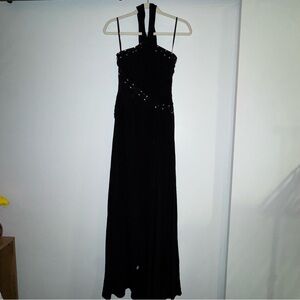 BCBG Halter Black Gown with Embellishments